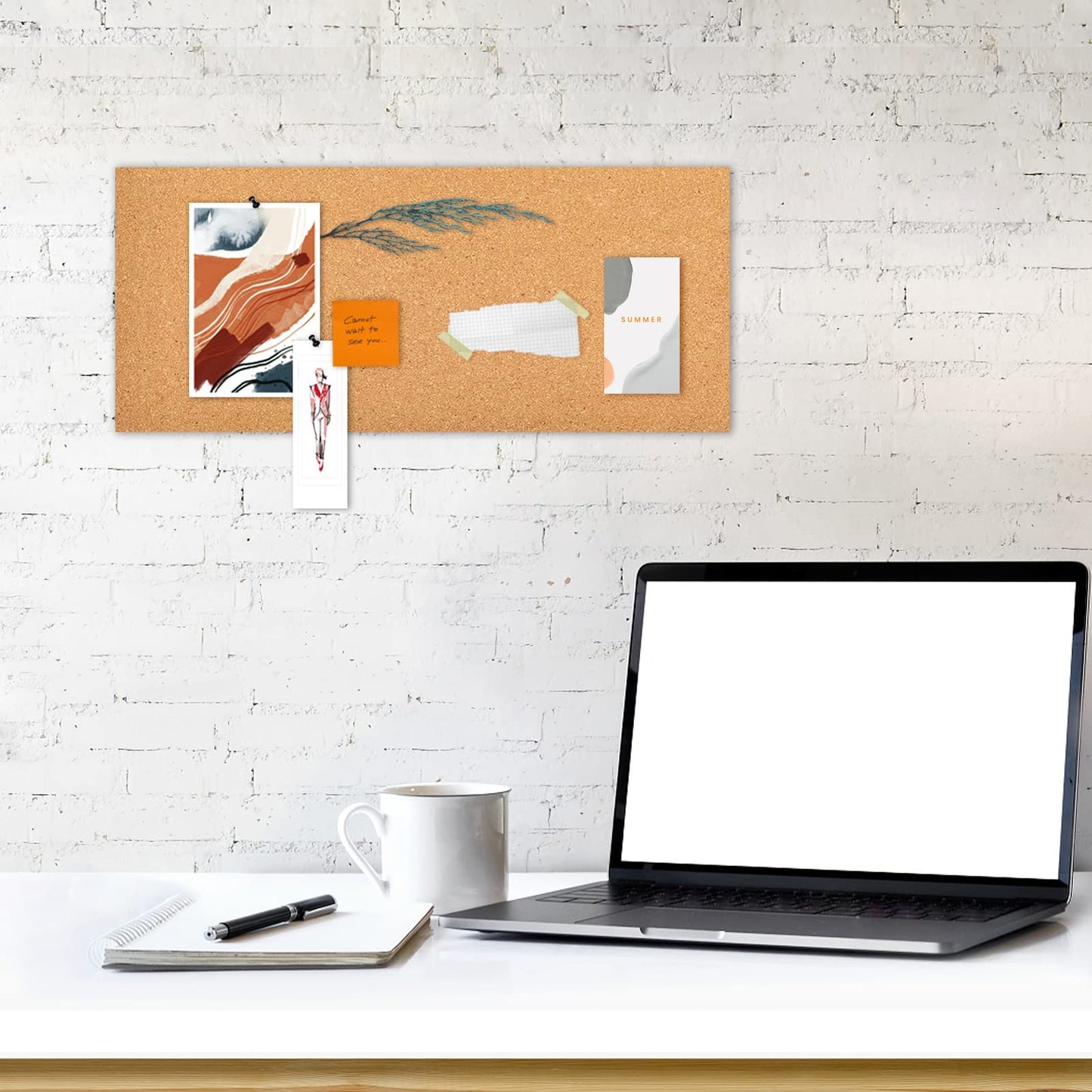 Aitakatta 17x8 Cork Board Tiles Bulletin Board, 1/2" Thick Self-Adhesive Cork Boards for Walls, Cork Tiles Vision Board for Home, Office, School, Bulletin Board Decorations(12mm,2pc)