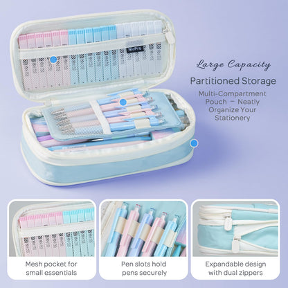 Nicpro 45PCS Aesthetic School Supplies with Pencil Case, Pastel Mechanical Pencils 0.5mm, 0.7mm, 0.9mm & 2.0mm with 498 PCS Refills, Cute Mechanical Pencil Set for Writing, Drawing & Drafting