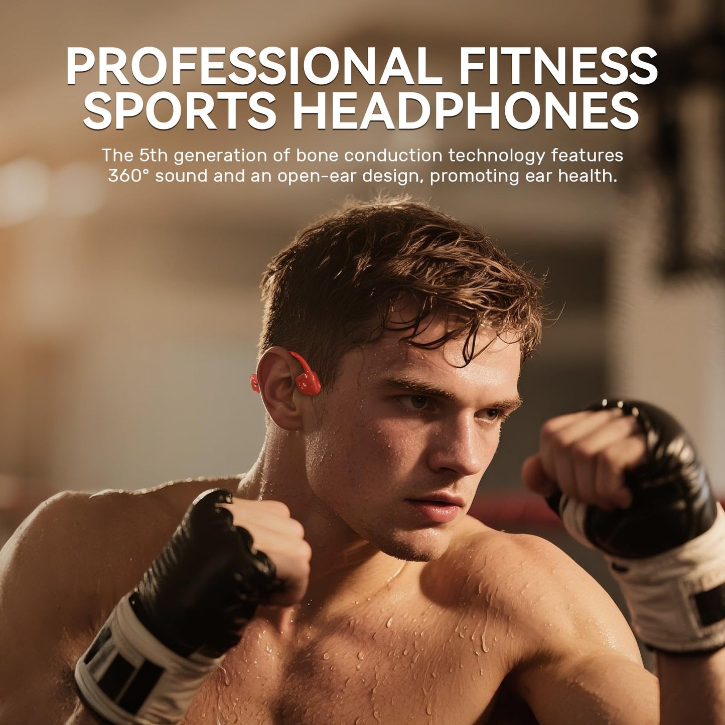 Rhyfell Bone Conduction Headphones, IP68 Waterproof Swimming Headphones with MP3 Mode 32GB Memory, Bluetooth 5.4, Open-Ear Design, Secure Fit for Running, Fitness and Cycling