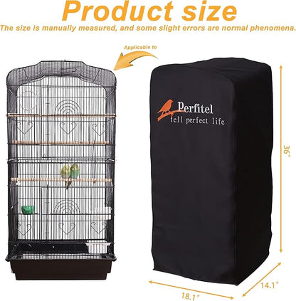 Bird Cage Cover(Black) Good Night Birdcage Cover Black-Out Birdcage Cover Durable Breathable Washable Material… (18.1Lx14.1Wx36H)