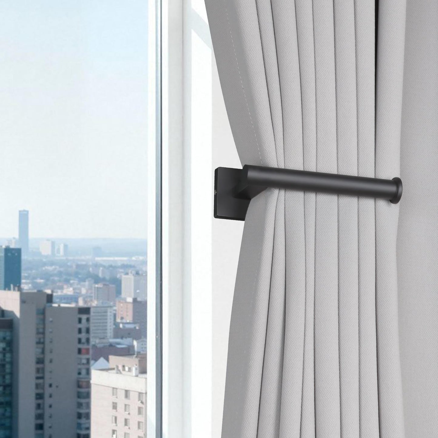 Groleca Curtain Holdbacks 2 Pack Metal Curtain Tiebacks Modern Curtain Hooks for Wall Curtain Ties Curtain Pull Backs for Thin or Thick Curtain (2, Black)