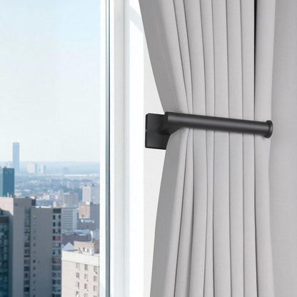 Groleca Curtain Holdbacks 2 Pack Metal Curtain Tiebacks Modern Curtain Hooks for Wall Curtain Ties Curtain Pull Backs for Thin or Thick Curtain (2, Black)