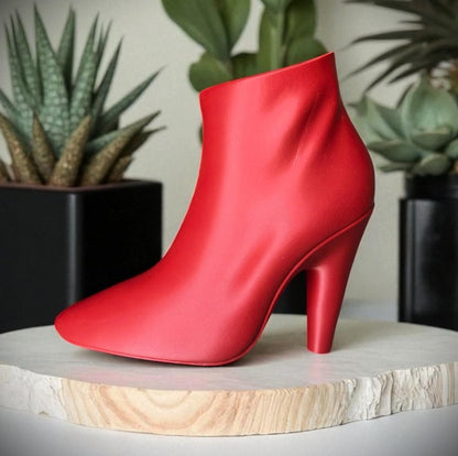 3D Printed Decorative Flower Pot – Shaped Like a High Heel Shoe – Unique Home or Office Decor Planter (Red)