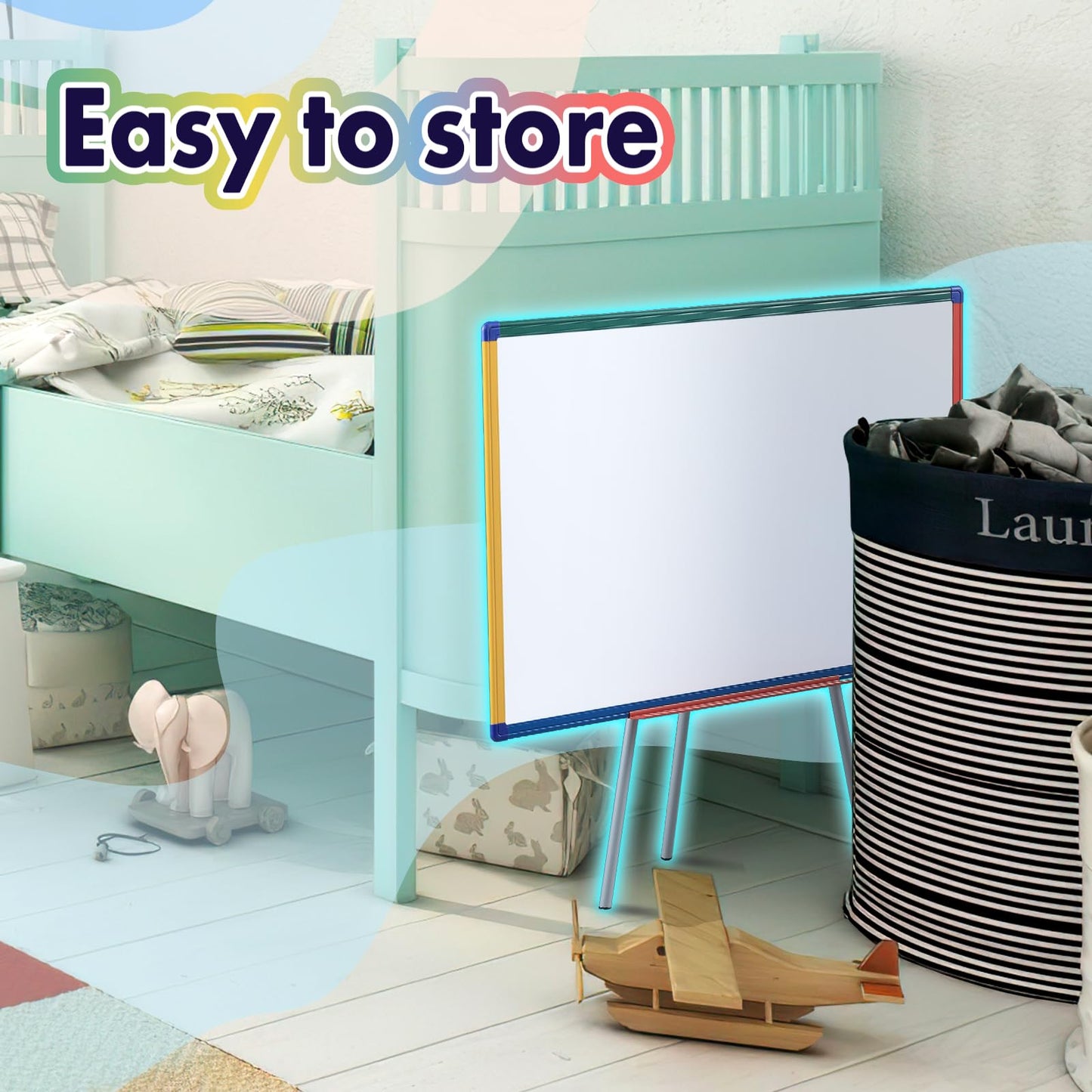 Dry Erase Board with Stand Magnetic Whiteboard for Kids Easel Flipchart Board for Classroom Easel White Board with Stands Teacher Easel, Colorful Frame,36x24 inches