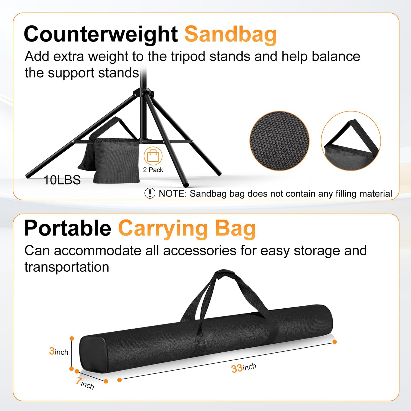 GLOSHOOTING Backdrop Stand, Photo Video Studio 10 x 10FT Adjustable Backdrop Stand, Background Support System Kit with 2 Crossbars, 6 Clamps, 2 Sandbags and Carry Bag for Photography Parties Wedding