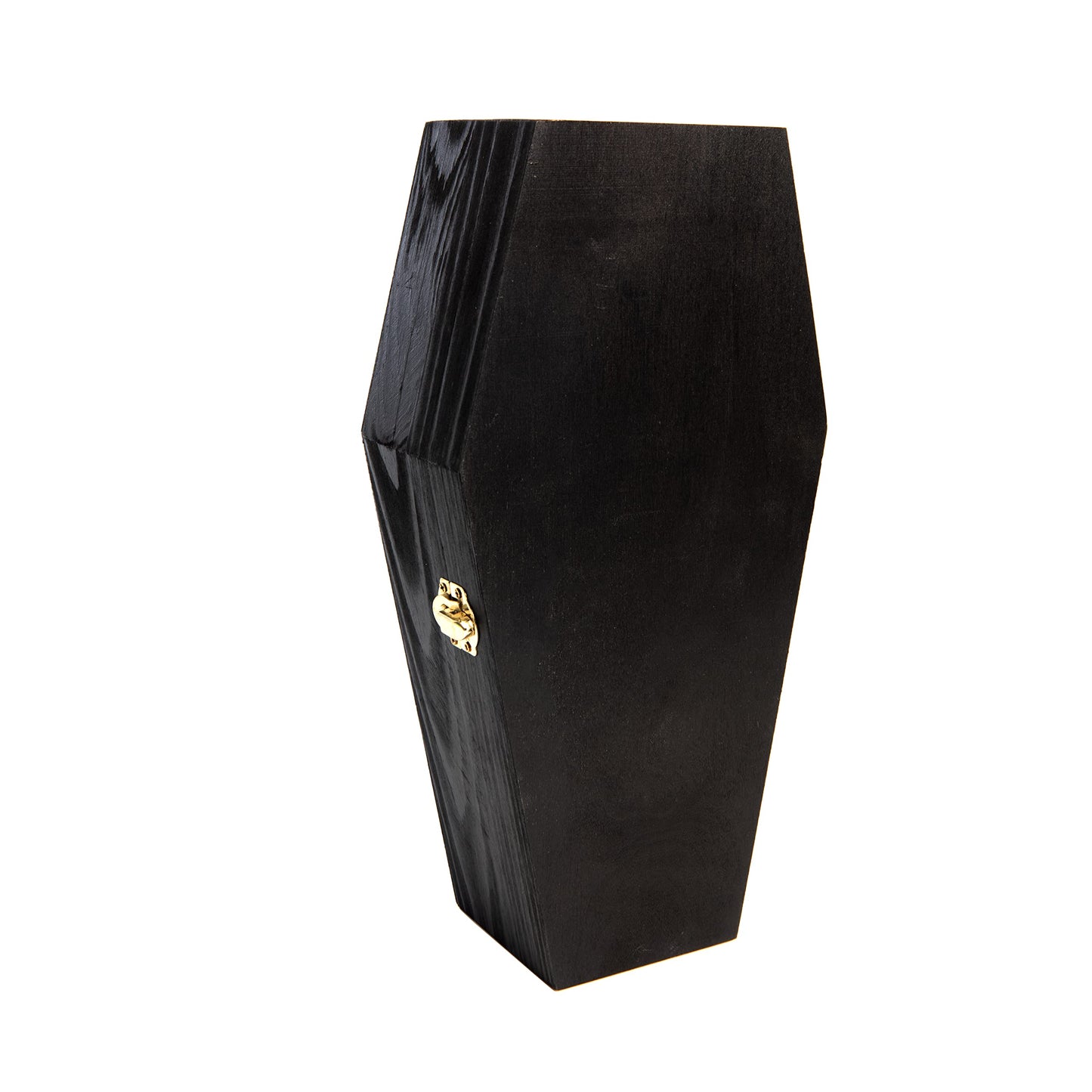 Creative Hobbies 12" Black Painted Wooden Coffin Box – Hinged Halloween Casket for Décor, Party Favors, Goth Display, Doll or Pet Memorial