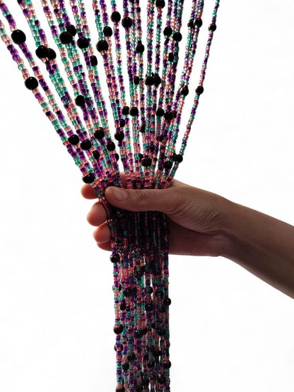 Mango Gifts Bohemian Hippy Beaded Curtain for Doorways Multicolour Glass Beads Strings for Window, Hallway Entrance,Wall Closet and Bedroom Decor 76" inch Length (25)