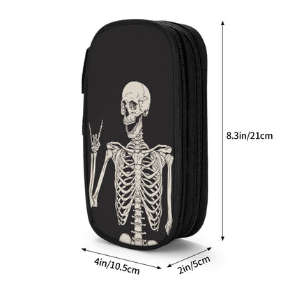 YETTA YANG Halloween Skeleton Funny Skull Pencil Box Case for Pen Holders Office Supplies Big Capacity large