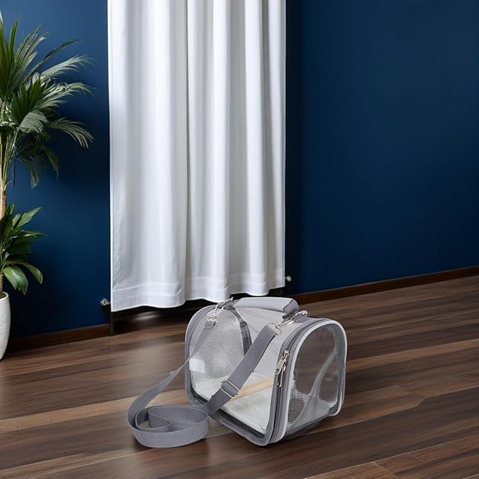 Small Bird Travel Cage Carrier Portable Parrot Carrier Bag with Breathable Mesh Small Gray Travel Cage for Budgie Conure Outdoor Transport