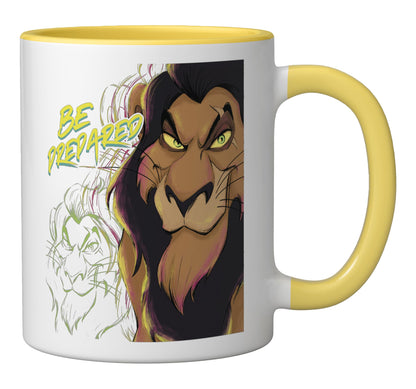 Disneys The Lion King Scar Be Prepared Villains Halloween Ceramic Mug, Yellow/White