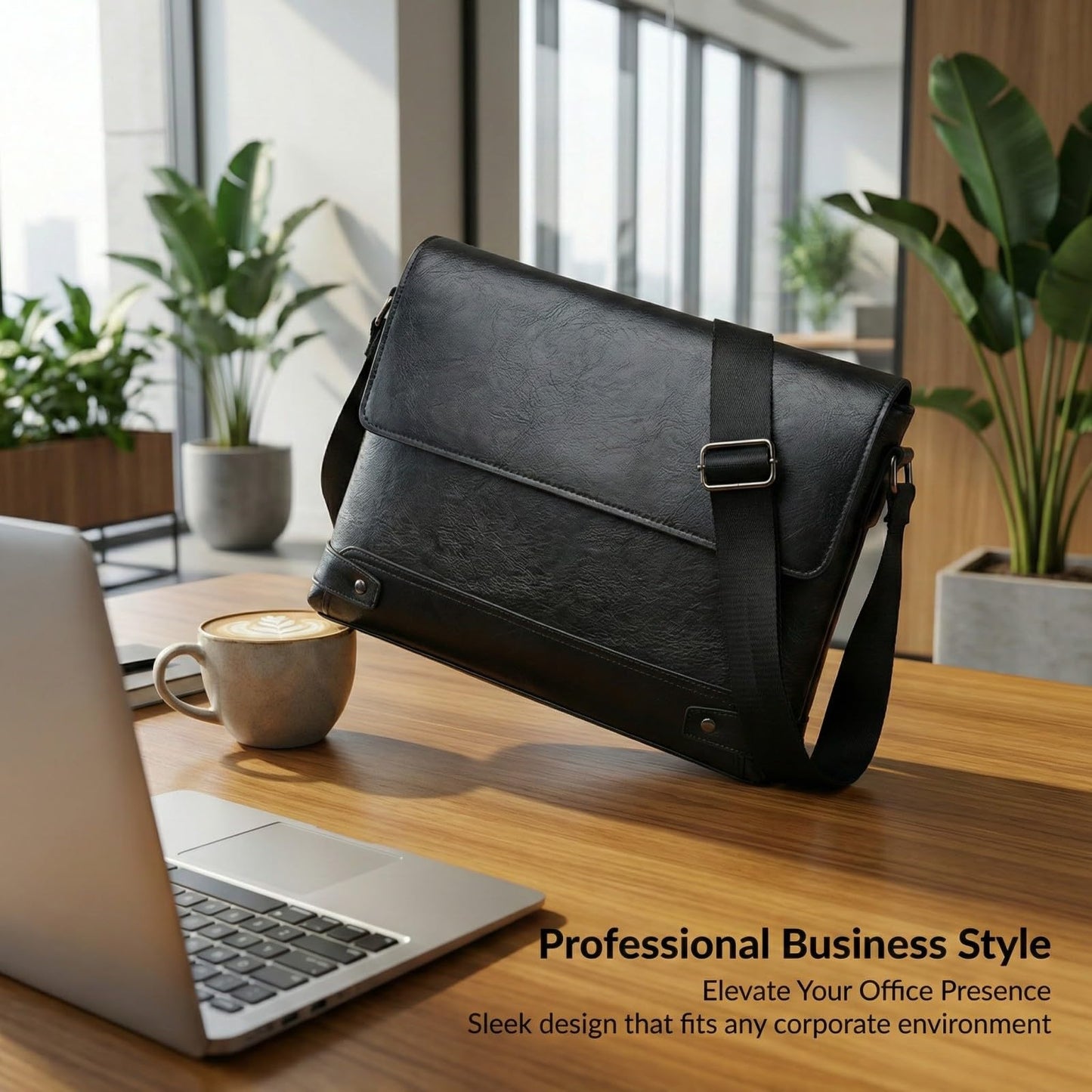 Messenger Bag for Men, 13 inch Purse Crossbody Bag, Waterproof Shoulder Bag for Office Business (Black)