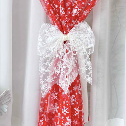 Bow Lace Curtain Tiebacks for Living Room Kids Room Punch Free Sheer Curtain Holdback Rope for Girls Room ThinCurtain Drapes Window Treatments Curtain Tiebacks 1 Pair (Ivory)