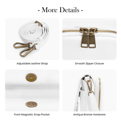 befen White Small Crossbody Bag for Women, Lightweight Mini Purse with Multiple Compartments and Card Slots for Daily Use Travel