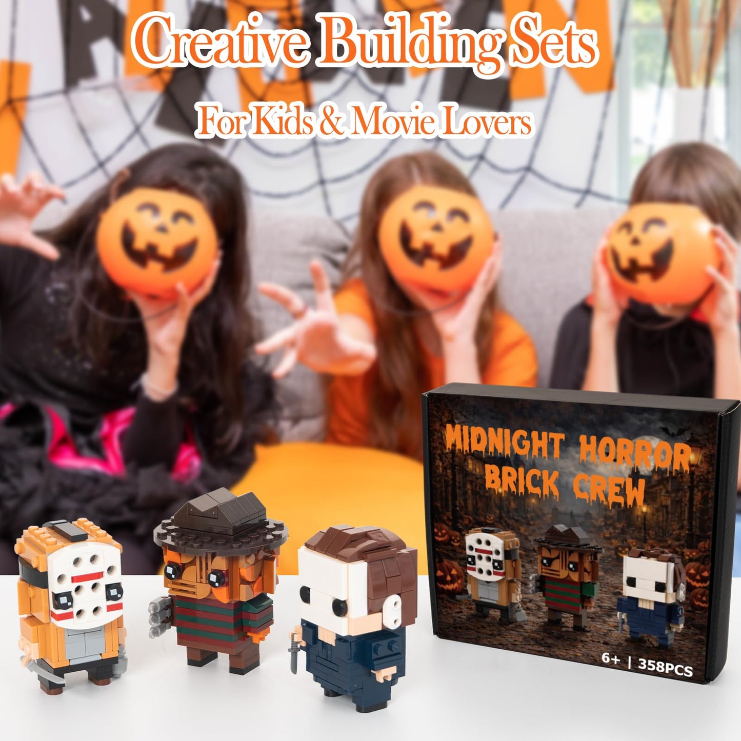 WeekCare Halloween Horror Figures Building Block Set, Scary Collectible Action Figures, Horror-Inspired Brick-Compatible Toys, Creative Display Decor, for Adults and Teens, 358 PCS