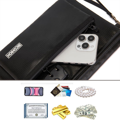 Fireproof Money Bag with Lock, Cash Bag Bank Bag for Cash, Valuable Storage Bag,Fireproof Safe Box Money Pouch with Zipper (BLACK, Small)