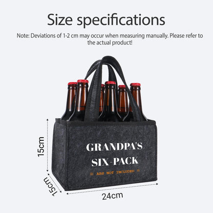 Funny Gifts for Grandpa, Grandpa Beer Carrier Felt Bottle Tote, Father’s Day Birthday Gift for Dad, Reusable Drink Caddy for Camping, BBQ, Picnic, and Party