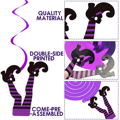 Halloween Witch Boot Hanging Swirls Halloween Party Decorations 24PCS Witch Feet Shoes Hanging Streamers Halloween Party Supplies for Wizard Legs Spooky Baby Shower Birthday Party Decor