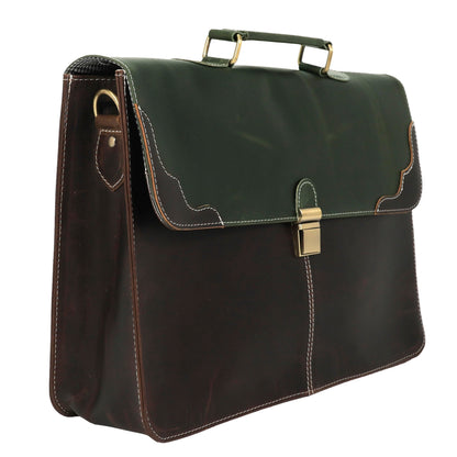 The Tannery Full Grain Genuine Leather Laptop Briefcase For Men & Women, Handcrafted Satchel For Work Crossbody Messenger Bag With Reinforced Strap Everyday Use, Best Gift For Father's Day (14 Inches)