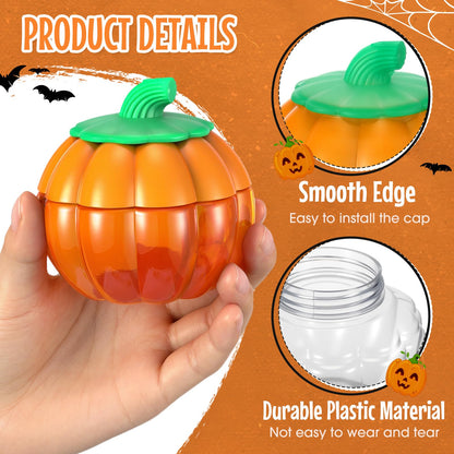 Baderke 30 Pcs 6.8 Oz/ 200ml Plastic Pumpkin Jar with Lids Halloween Pumpkin Candy Jar Small Cookie Containers Clear Potion Bottles for Drinking Thanksgiving Gift Autume Party Decoration