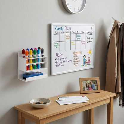 MyGift Dry Erase Marker Holder 10 Slots Whiteboard Marker Holder For Wall Dry Erase Eraser Holder Wall Mount White