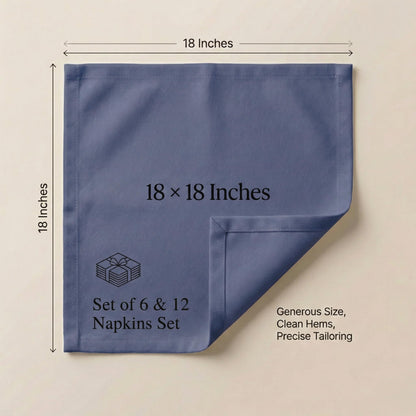 ACCENTHOME Accent Home 100% Cotton Napkins, Delicate Cloth Napkins for Dinners, Parties and Weddings，18 x 18 Inch Set of 12 - Navy