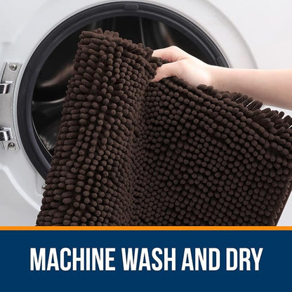 OLANLY Large Bathroom Rugs 70x46, Extra Soft Absorbent Chenille Bath Rugs, Rubber Backing Quick Dry, Machine Washable Bath Mats for Bathroom Floor, Tub and Shower, Home Decor Accessories, Brown