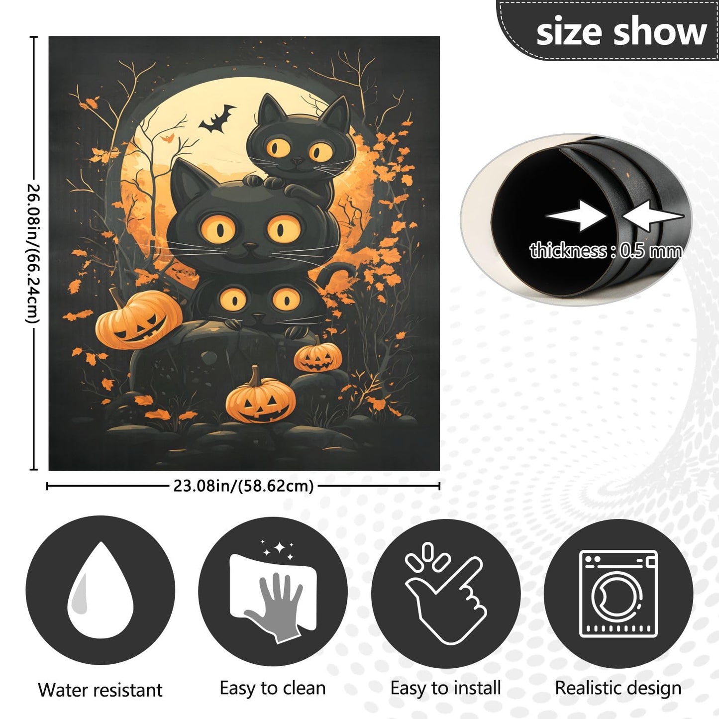 Cute Halloween Magnetic Sticker Dishwasher Door Cover Kitchen Cabinet Panels, Fridge Magnet, Home Appliances Decor Decals 23" W x 26" H
