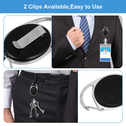 25 Pack Badge Reels Retractable ID Badge Holder with Carabiner Reel Clip ID Card Key Holder with Ring for Office Worker Employee Teacher Nurse Doctor