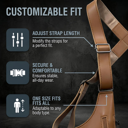 Anti-Theft Shoulder Holster Bag for Men, Double Shoulder Armpit Chest Bag - Premium Leather, Adjustable Straps, Phone Wallet Pocket - Travel, Outdoor - Unisex Underarm Pouch (Brown)