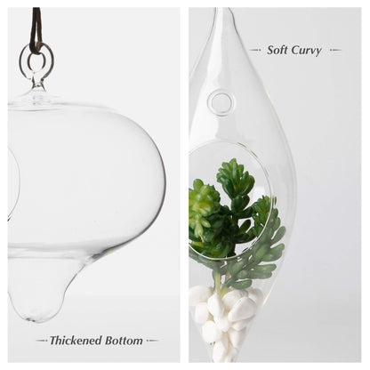 WGV Glass Hanging Plant Terrarium Bulk, Width 5", Height 5.5", Turnip DIY Succulent Air Planter Clear Tea Light Votive Candle Holder for Event Home Garden Outdoor Decor, 6 Pieces