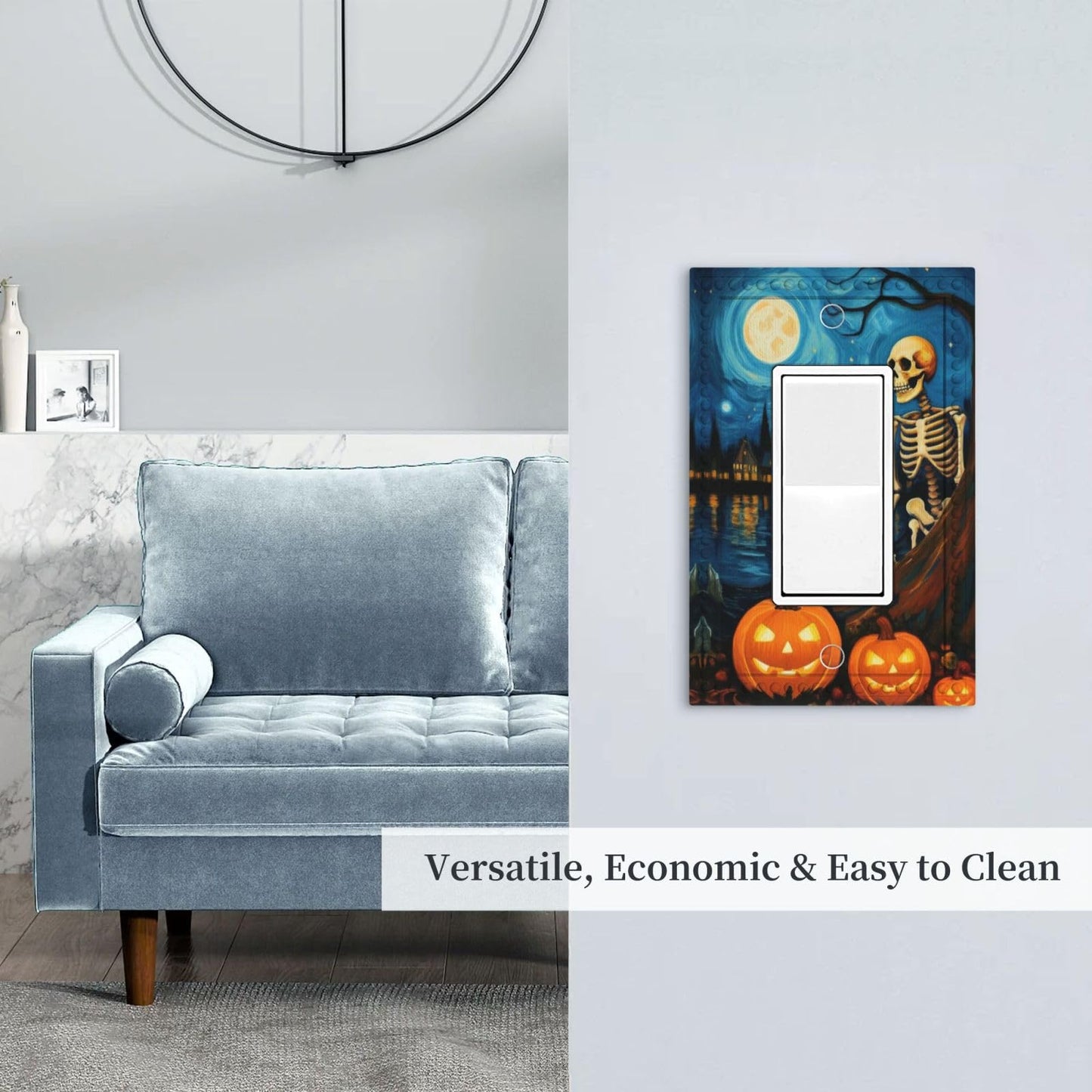 HLCoChT Decorative Art Light Switch Covers Pumpkin - lit Halloween Eve Switch Plate 1 Gang Rocker Outlet Decorative Switch plate Faceplate GFCI Light Switch Covers