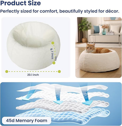 PAWSPIK Perfect Comfort Orthopedic Faux Rabbit Fur Memory Foam Cat & Small Dog Bed