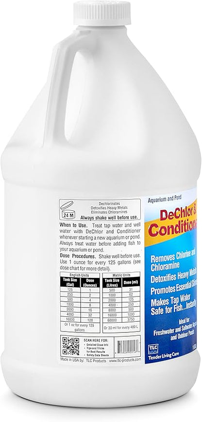 TLC Products, DeChlor & Conditioner, Aquarium Water Treatment, for Freshwater and Saltwater, 1 Gallon