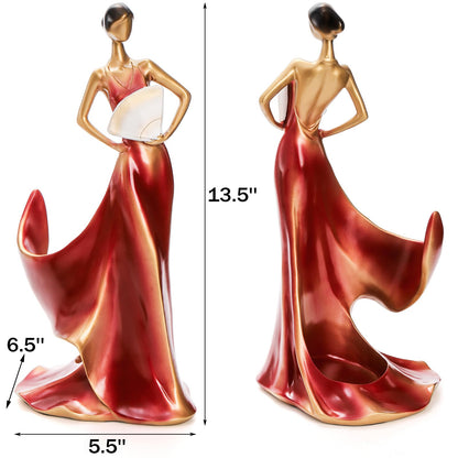 Yesland Wine Bottle Holder, Resin Wine Rack Red Single Beauty Lady Statue Wine Holder Stand Decor for Kitchen Bar Countertop Tabletop - 13.5 x 6.5 x 5.5 Inch