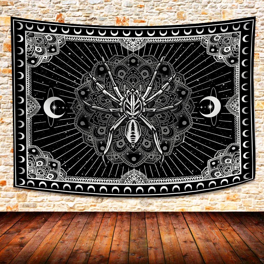 UHOMETAP Mandala Spider Wall Art - Bohemian Tapestry With Starry Sky and Moon Pattern for Living Room, Bedroom, Office - 80x60 Inches