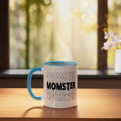 Halloween Momster Spooky Costume Pumpkin Mom Women Ceramic Mug, Blue/White