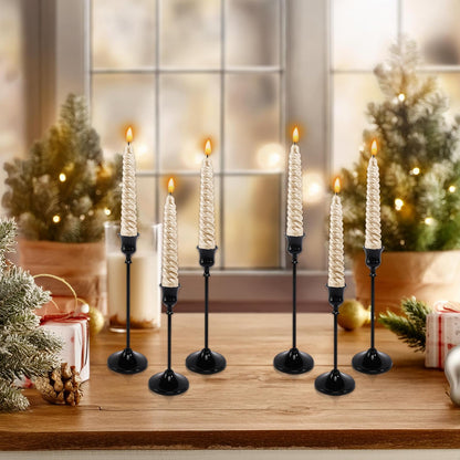 6pcs Black Candle Holder, Black Candlestick Holders Taper Candle Holders for Pillar Candles Sticks Holder Decor Halloween Christmas Decorations Candle Stick Holder Candelabros para Centros de Mesa
