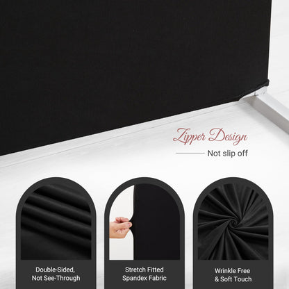 Set of 2 Black Halloween Arch Covers (7.2ft & 6ft) Spandex Stretchy Fitted Arch Backdrop Covers Wrinkle-Free Round Top Chiara Arch Stand Cover for Halloween Wedding Birthday Party Banquet Background