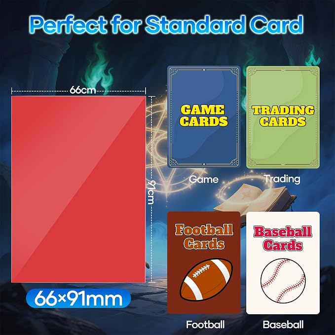 500 Counts Red Card Sleeves, Matte Sleeve Deck Card Protectors, Trading Card Sleeves Fit for MTG, TCG and Sports Cards (Matte Red)