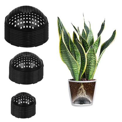 HaoGludi 30 PCS Plant Pots Hole Mesh Pad, 3 Size Ppherical Planter Inserts Bottom Drainage Grid, Breathable Gasket Prevent Prevent Soil Leakage, for Potted Succulent, Black