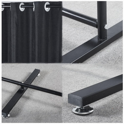 Portable Room Divider Panel, Folding Freestanding Room Partition Wall, Home Vertical Curtain Divider Stand Ceiling Self Stand, Space Privacy Screen for Office, Black