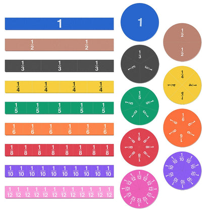 Meetory 102 Pcs Magnetic Fraction Tiles & Fraction Circles, Math Manipulatives for Teacher Learning Educational Resources Early Math Skills