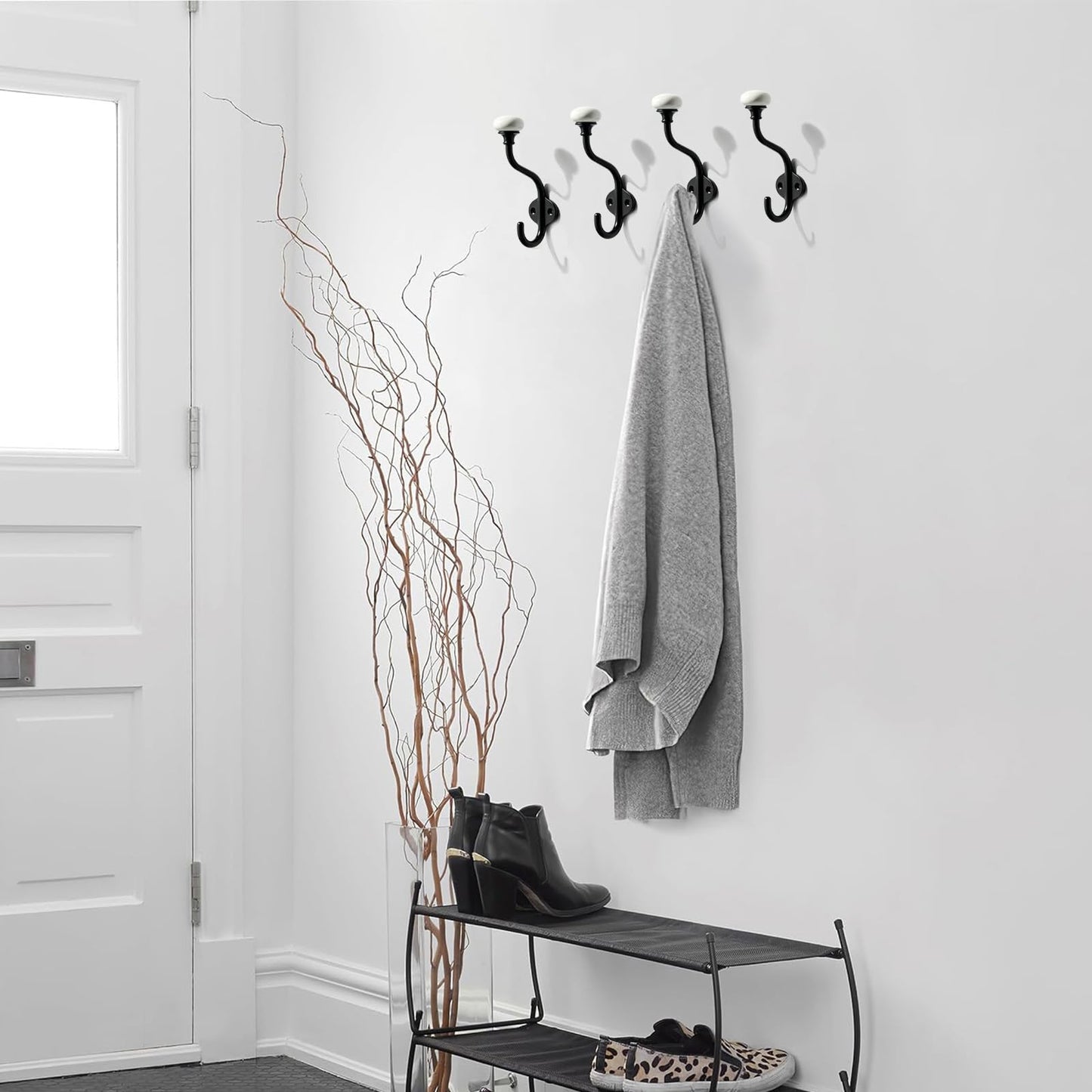 khtumeware 3-Pack Zinc Alloy Black Coat Hooks Modern, Simple and wall Decoration Towel Robe Hooks Bedroom Ceramic Coat Hooks Suitable for Living Rooms, homestays and Hotels mudroom Hooks