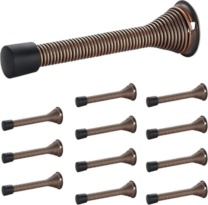 Ravinte Door Stoppers, 12 Pack Spring Door Stops with Rubber Bumper, Oil Rubbed Bronze Door Stoppers for Bottom of Door