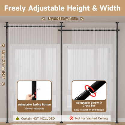 Room Divider Curtain Rod, No Driling Tension Curtain Rod for Room Partation