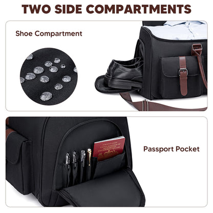 Carry on Garment Bag,Vessgra 2 in 1 Duffle Bag for Travel Convertible Garment Duffel Bags for Men Women Inner Dry/Wet Compartment Suit Bag Travel with Shoe Compartment Bussiness Weekender Trip,Black