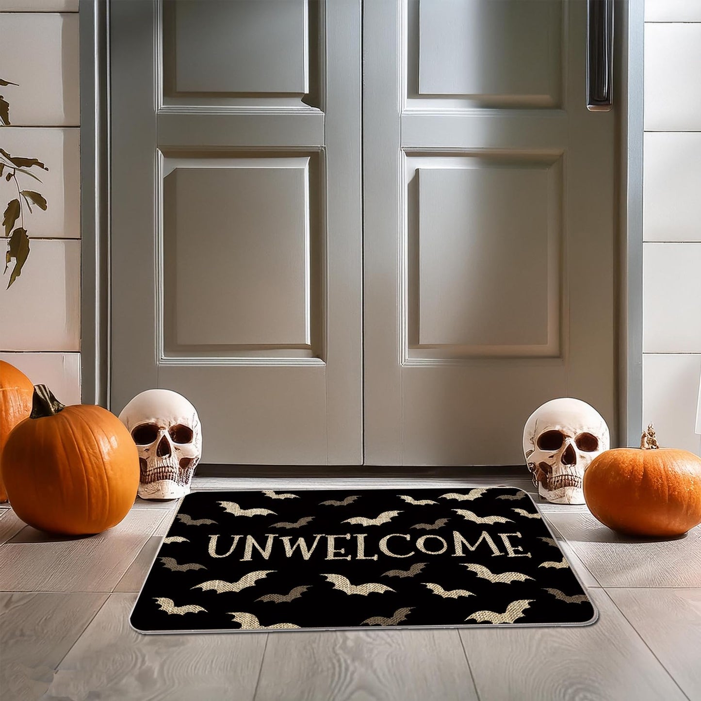 GAGEC Halloween Door Mat Unwelcome Outdoor Rug Bathroom Doormat Entrance Rugs Farmhouse Home Kitchen Decoration Floor Front Door Mats 17 x 27 Inch