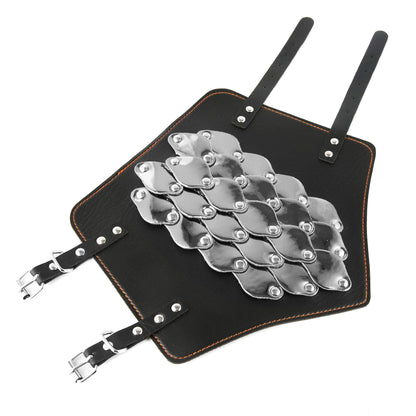 HZMAN 2 PACK Unisex Black Faux Leather Dragon Scale Gauntlet Wristband Wide Bracer Arm Armor Cuff