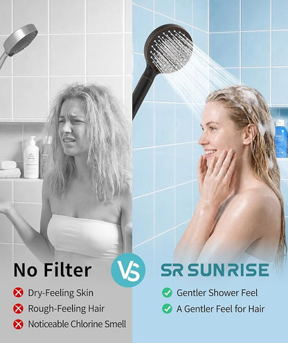 SR SUN RISE Filtered Shower Head with Handheld High Pressure 9 Spray Mode Showerhead Detachable Shower Head Water Softener Filters Beads for Hard Water Remove Chlorine 1 Filter ORB