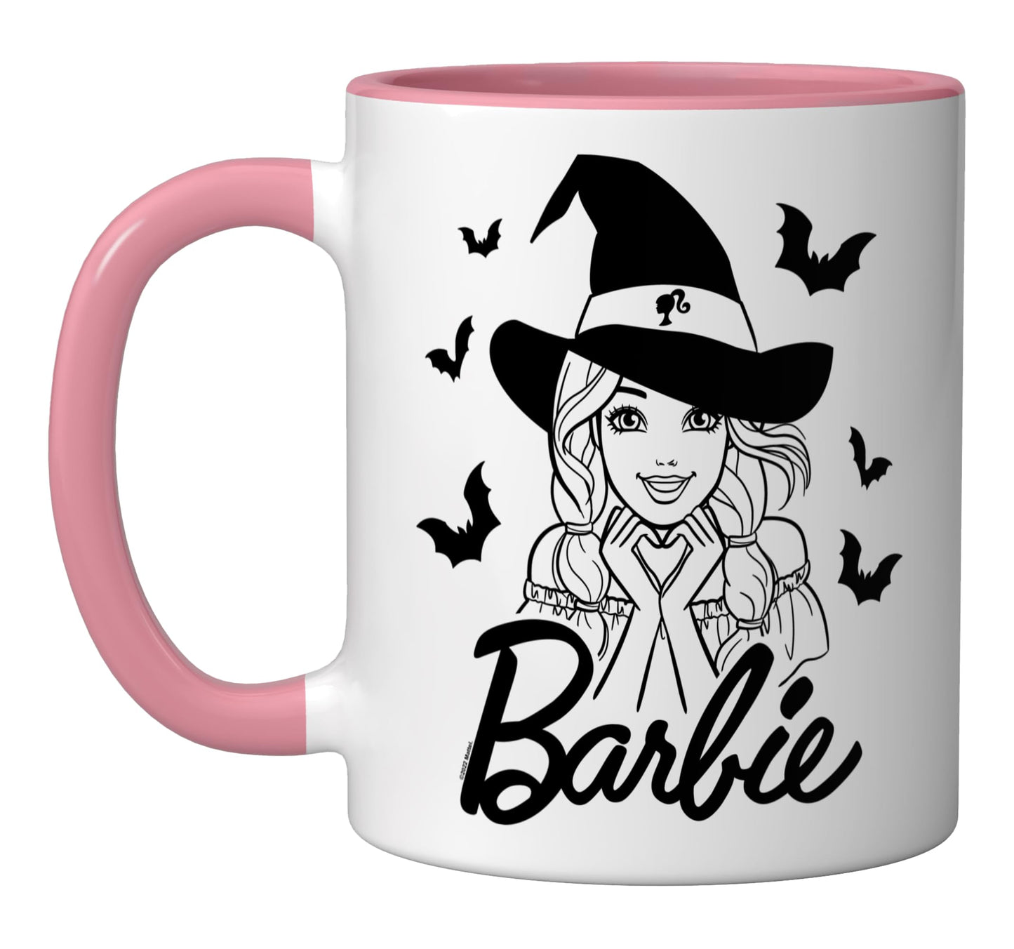Barbie - Halloween Witch And Bats Ceramic Mug, Pink/White